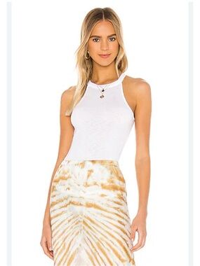 NWT Michael Stars White Ribbed Halter Tank Top One/Size